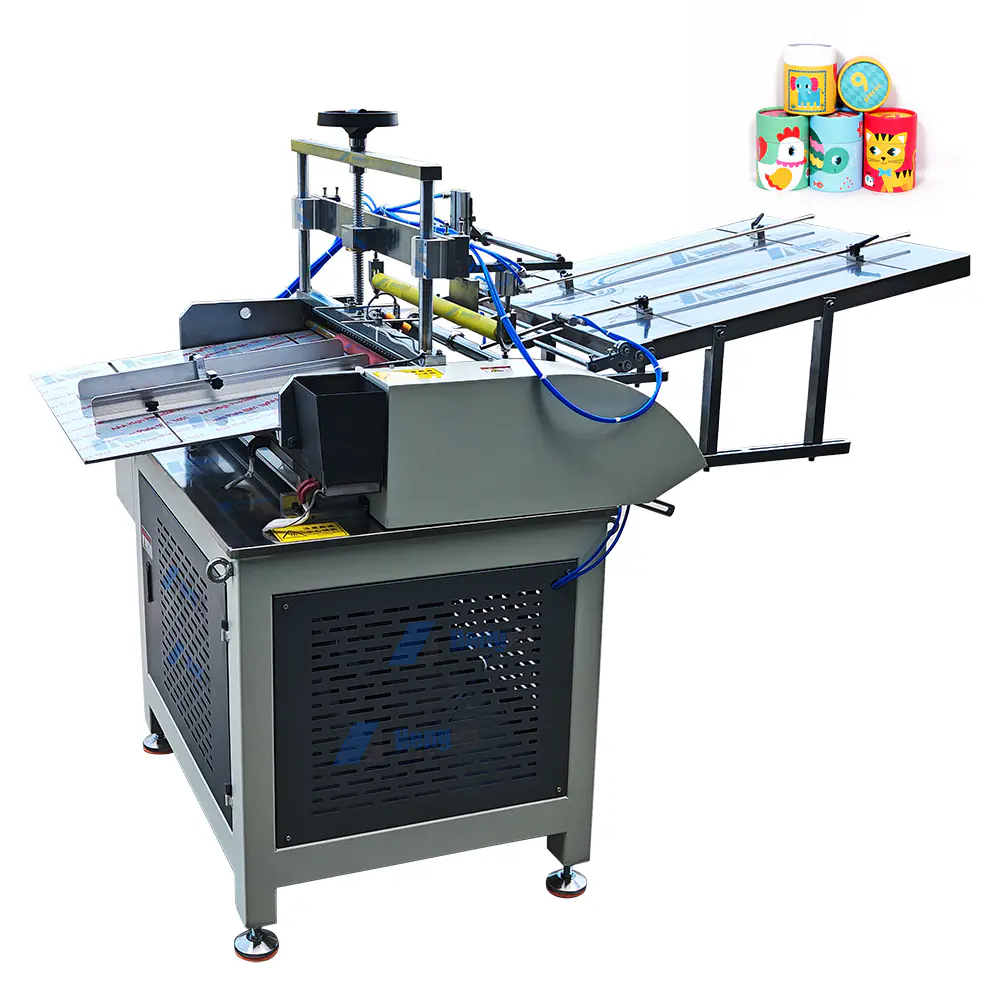 A professional HLT-TB Series Composite Can Labeling System featuring a PLC touch screen and automatic tube drop mechanism.